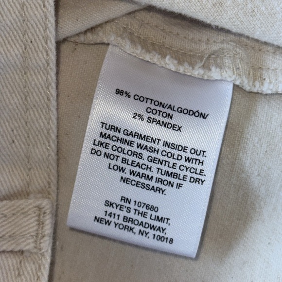 Skyes the Limit Off White Cropped Denim Jacket Stretch Silver Button LRG - Picture 8 of 11